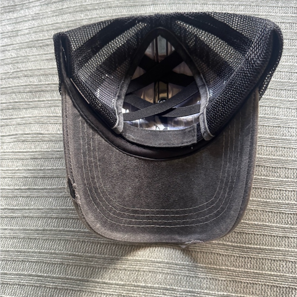 Hot Mess Just Doing My Best Strapback Trucker Ponytail Hat - Gray - Picture 4 of 7